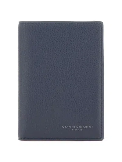 Gianni Chiarini Leather Passport Holder In Blue
