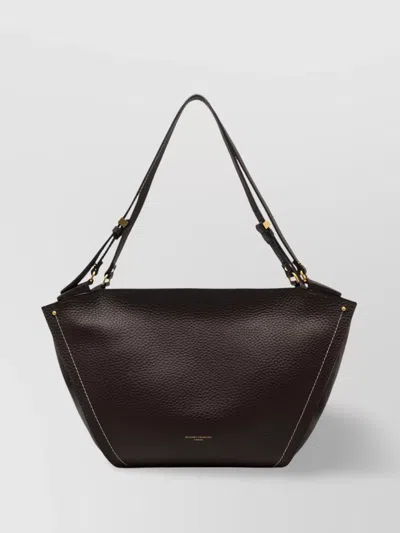 Gianni Chiarini Leather Texture Shoulder Bag With Gold Hardware In Brown