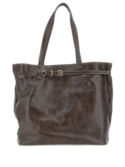Gianni Chiarini Leather Tote Bag In Brown
