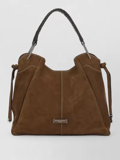 Gianni Chiarini Era Suede Braided-handle Shoulder Bag In Pink