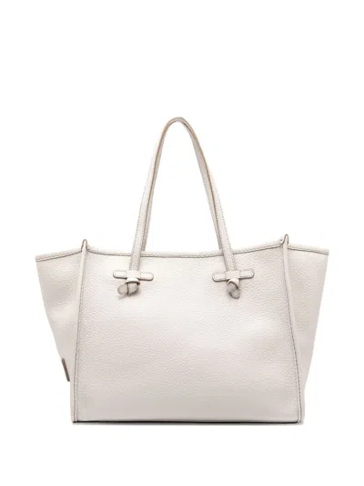 Gianni Chiarini Marcella Shopping Bag In Sand Double Bubble Leather In White