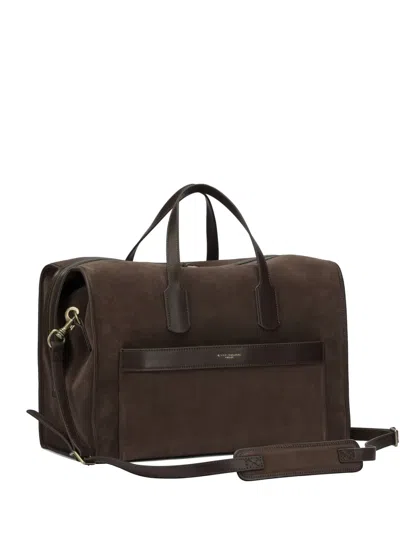 Gianni Chiarini Leather-trim Suede Tote Bag In Brown