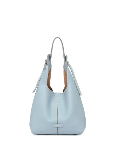Gianni Chiarini Light Blue Elsa Shoulder Bag In Matte Effect Leather In Artico-pecan