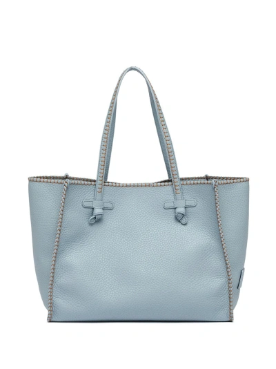 Gianni Chiarini Light Blue Marcella Shopping Bag In Bubble Leather In Artico