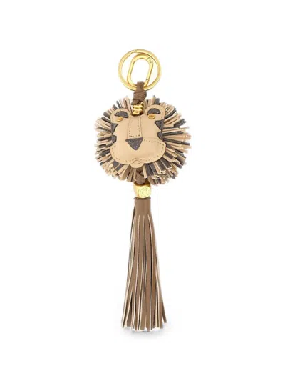 Gianni Chiarini Lion-motif Tassel Keyring In Brown