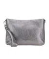 Gianni Chiarini Logo Embossed Zipped Clutch Bag In Gray