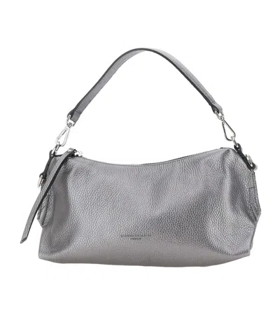 Gianni Chiarini Logo Embossed Zipped Shoulder Bag In Gray