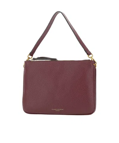 Gianni Chiarini Logo Embossed Zipped Shoulder Bag In Red