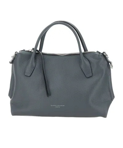 Gianni Chiarini Logo Embossed Zipped Tote Bag In Gray