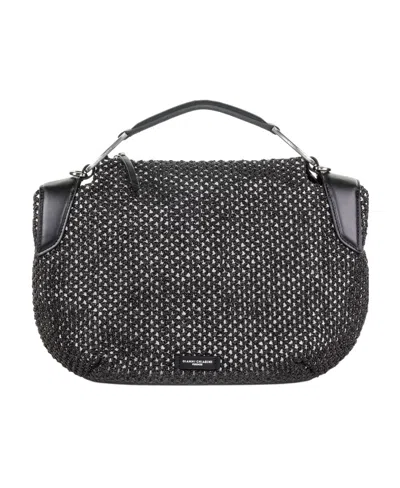Gianni Chiarini Logo Patch Crochet Shoulder Bag In Black