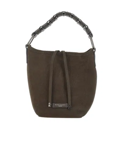 Gianni Chiarini Logo Patch Drawstring Shoulder Bag In Brown