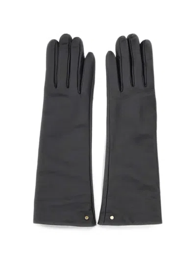 Gianni Chiarini Logo-rivet Leather Gloves In Black