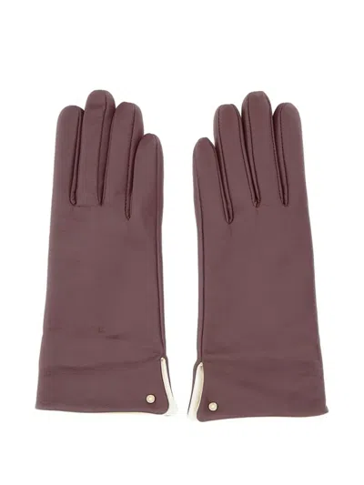 Gianni Chiarini Logo-rivet Leather Gloves In Brown