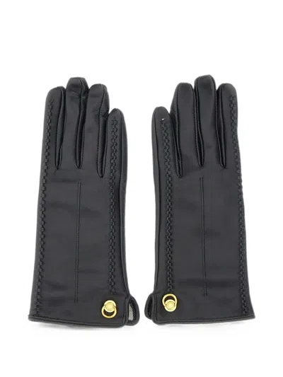 Gianni Chiarini Logo-rivet Stitched-detail Gloves In Black