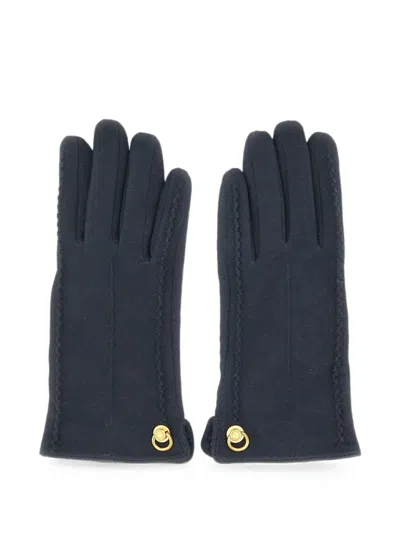 Gianni Chiarini Logo-rivet Suede Gloves In Blue