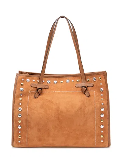 Gianni Chiarini Marcel Tote Handbag With Studs In Caramel