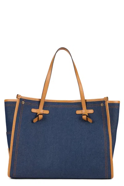 Gianni Chiarini Marcella Bag In Denim Effect Fabric And Leather In Blue