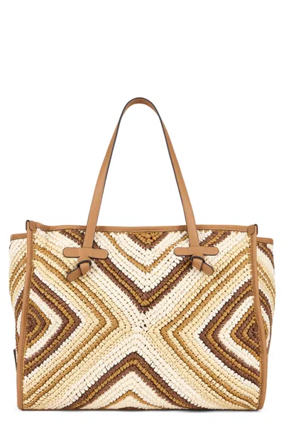 Gianni Chiarini Marcella Bag In Woven Straw In Brown