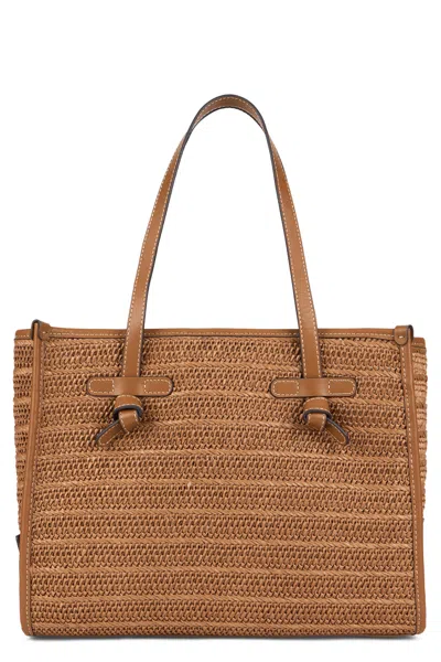Gianni Chiarini Marcella Bag In Woven Straw In Brown