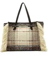 Gianni Chiarini Plaid Fringed Tote Bag