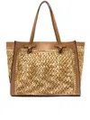 Gianni Chiarini Woven Texture Tote Bag With Leather Accents In Brown