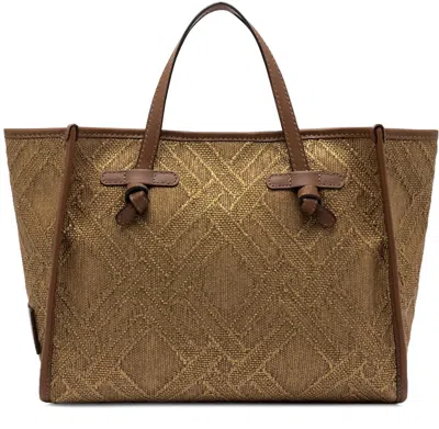 Gianni Chiarini Marcella Canvas And Leather Shopping Bag In Bronze