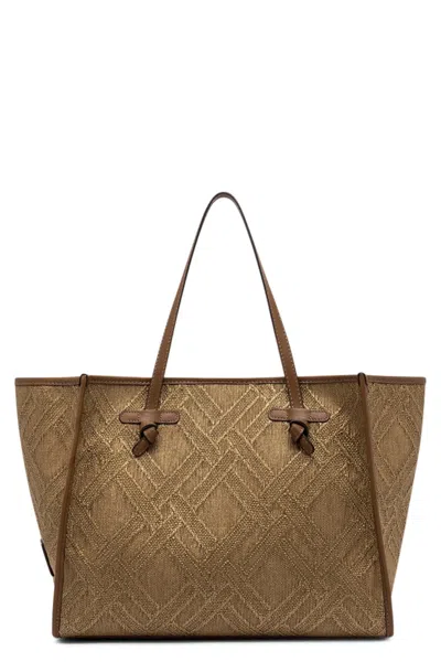 Gianni Chiarini Marcella Canvas And Leather Shopping Bag In Bronze