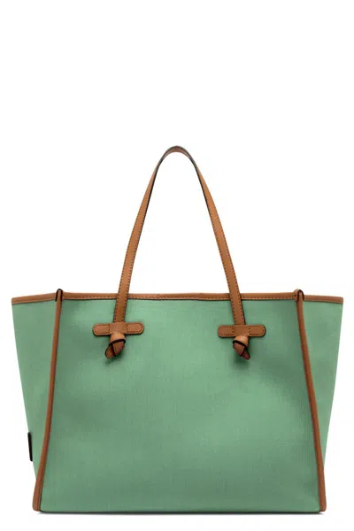 Gianni Chiarini Marcella Canvas And Leather Shopping Bag In Green