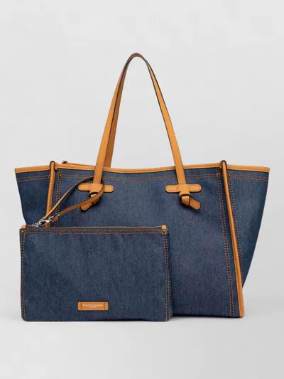 Gianni Chiarini Marcella Denim Tote Bag Leather Trim