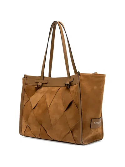 Gianni Chiarini Marcella Geometric-pattern Shoulder Bag In Brown
