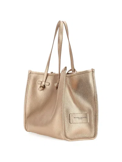Gianni Chiarini Marcella Grained-leather Shoulder Bag In Gold
