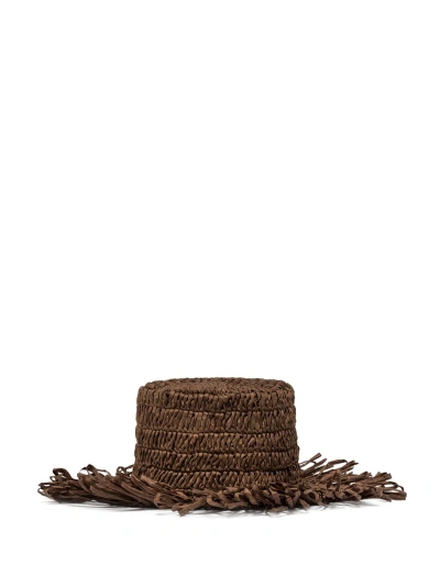 Gianni Chiarini Marcella Hat Crocheted With Straw Effect In Caffe