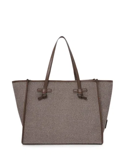 Gianni Chiarini Marcella Herringbone-weave Tote Bag In Gray