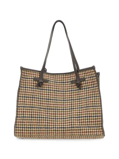 Gianni Chiarini Marcella Houndstooth Tote Bag In Brown