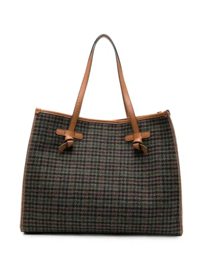 Gianni Chiarini Marcella Houndstooth-pattern Tote Bag In Black