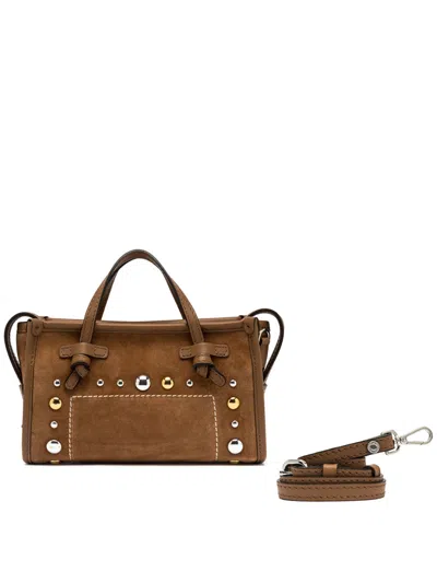 Gianni Chiarini Marcella Joy Leather Bag With Studs In Brown