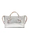 Gianni Chiarini Marcella Textured Silver Leather Shoulder Bag In White