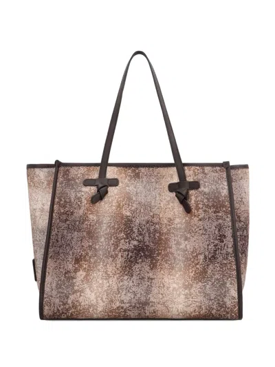 Gianni Chiarini Marcella Leather-trimmed Tote Bag In Brown