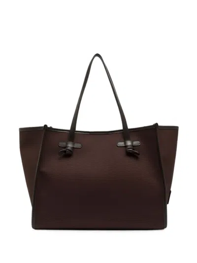 Gianni Chiarini Marcella Leather-trim Tote Bag In Brown