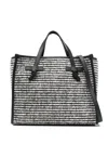 Gianni Chiarini Black And White Pullover Fabric Shopping Bag In White
