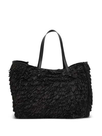 Gianni Chiarini Marcella Raffia Shoulder Bag In Black