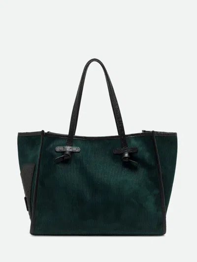 Gianni Chiarini Marcella Ribbed Suede Calfskin Shoulder Bag In Green