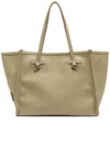 Gianni Chiarini Marcella Rectangular Neutral Pebbled Leather Tote In Sand