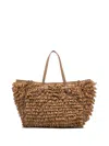 Gianni Chiarini Marcella Shopping Bag In Fabric With Raffia Curls In Brown