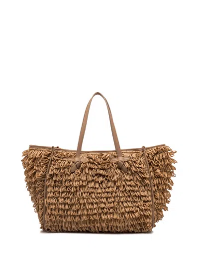 Gianni Chiarini Marcella Shopping Bag In Fabric With Raffia Curls
