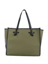 Gianni Chiarini 'marcella' Shopping Bag In Military Green Cotton In Verde