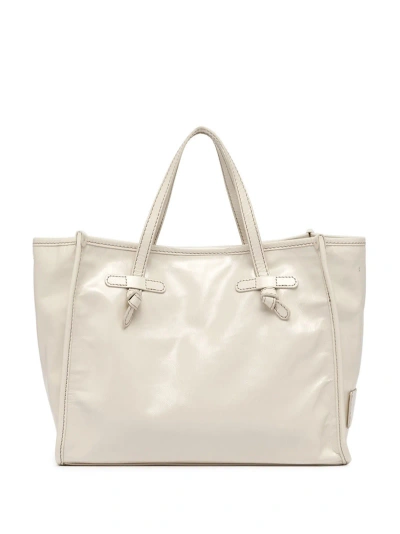 Gianni Chiarini Marcella Shopping Bag In Translucent Leather In Talco