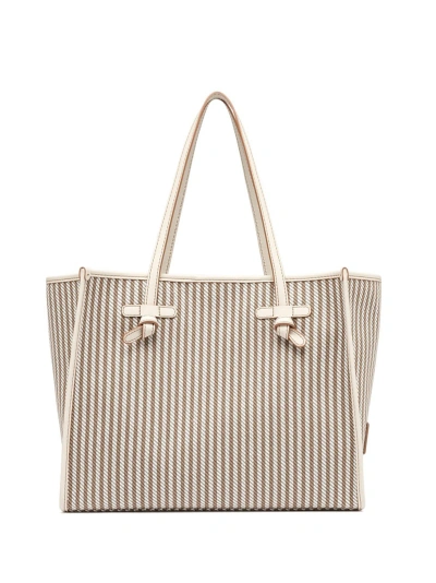 Gianni Chiarini Marcella Shopping Bag With Striped Motif In White