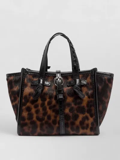Gianni Chiarini Marcella Shoulder Bag Animal Pattern Hardware In Black