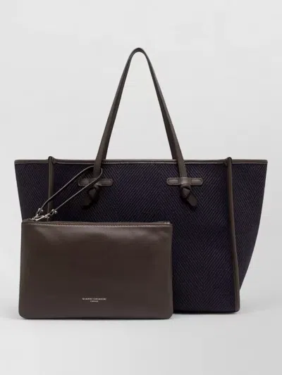 Gianni Chiarini Marcella Shoulder Bag Contrast Trim Herringbone In Brown